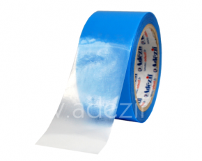 Ruban adhésif polyéthylène transparent avec protecteur bleu ADEZIF PE 423