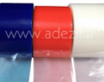 3 films adhésifs de protection de surface : bleu (faible adhésion), rouge (adhésion moyenne) et translucide (forte adhésion)