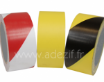 Ruban adhésif marquage au sol économique ADEZIF 8 hachuré rouge/blanc, jaune et hachuré jaune/noir