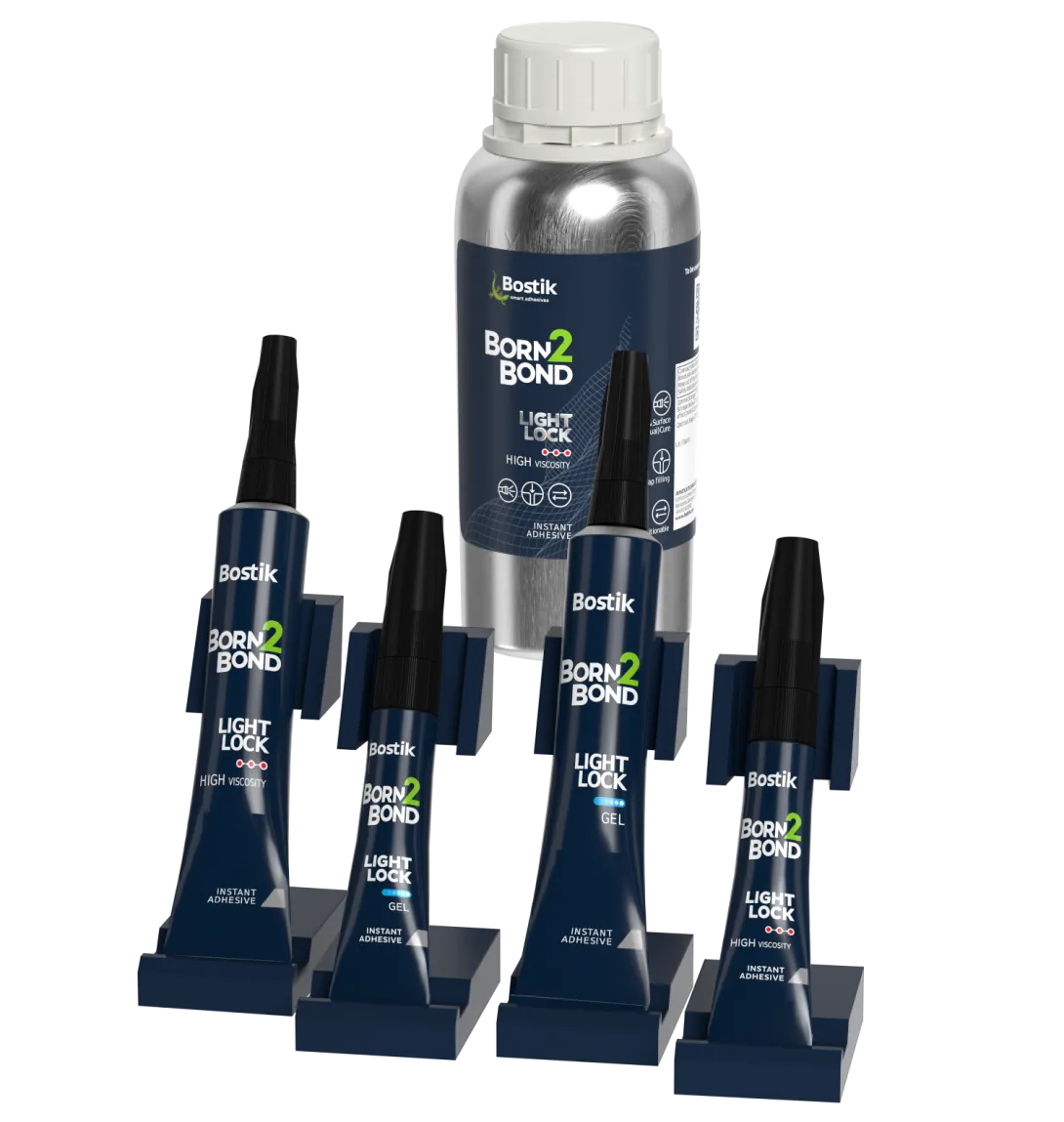 Bostik Born2Bond Light Lock Colle cyanoacrylate dual cure contact et UV