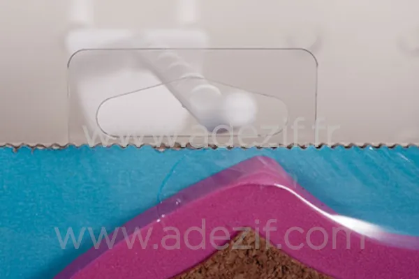 Languettes de suspension adhésives ou onglets de suspension autocollants transparents en forme de delta ADEZIF PV002