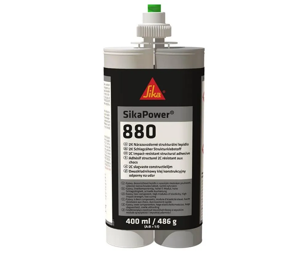 Colle structurelle époxy bicomposant SikaPower 880 pour assemblages métal et composite en cartouche de 400 ml
