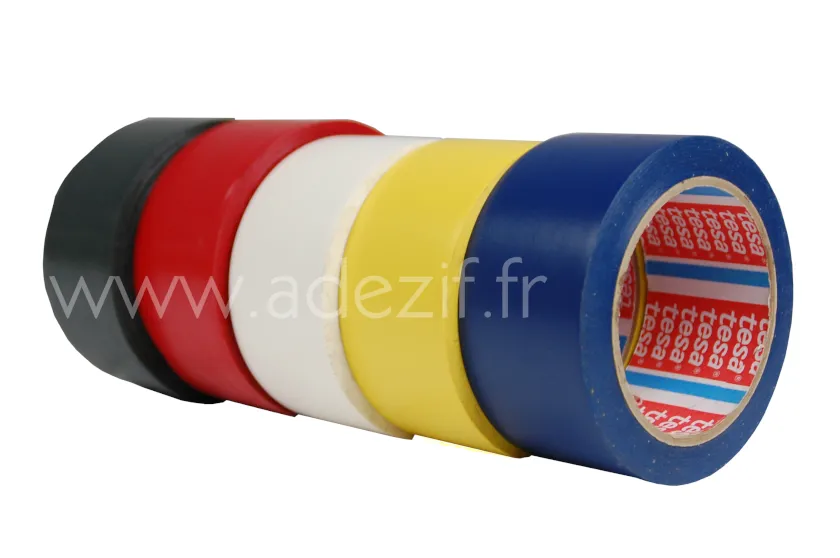 TESA 60760 ruban adhésif marquage au sol temporaire couleur noire, rouge, blanc, jaune et bleu